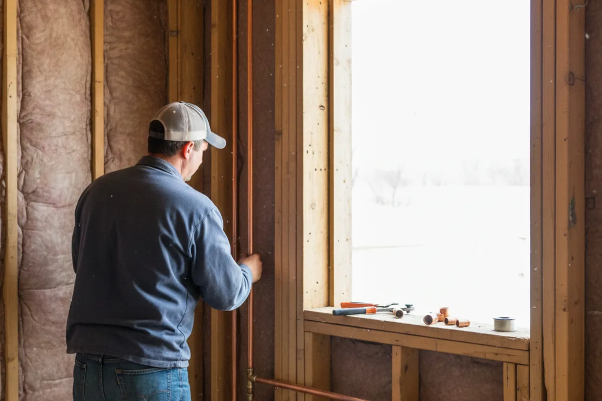 Licensed plumber running new copper supply lines in a Ann Arbor home